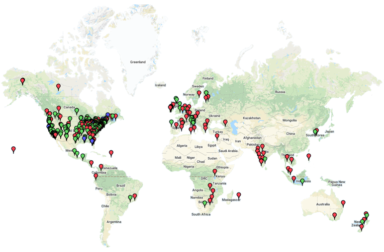 نقشه بانک زمان های دنیا- مثال هایی از بانک زمان در دنیا
